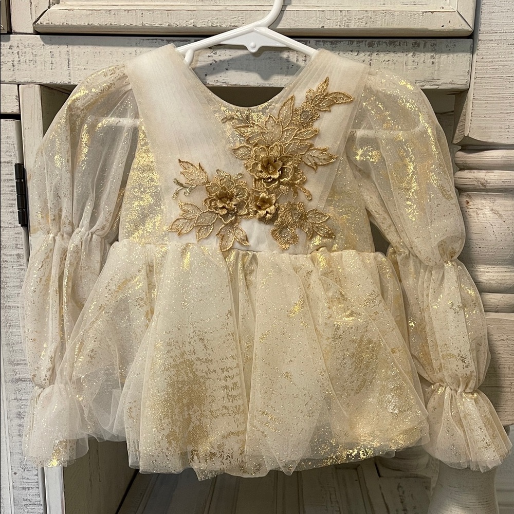 Gold Floral Embellished Dress